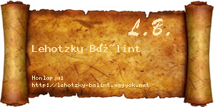 Lehotzky Bálint névjegykártya